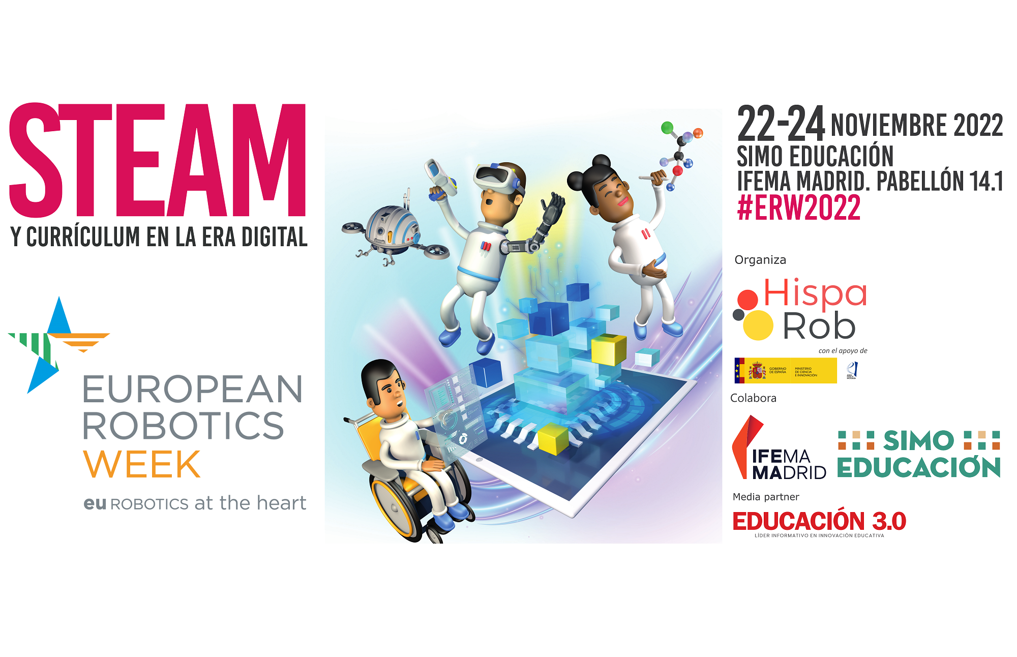 Presentamos el programa completo de la Jornada de HispaRob por la 12ª edición de la Semana Europea de la Robótica, ERW2022