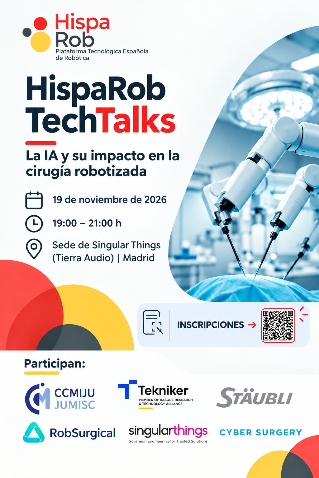 HispaRob TechTalks abordará el impacto de la IA en la cirugía robotizada